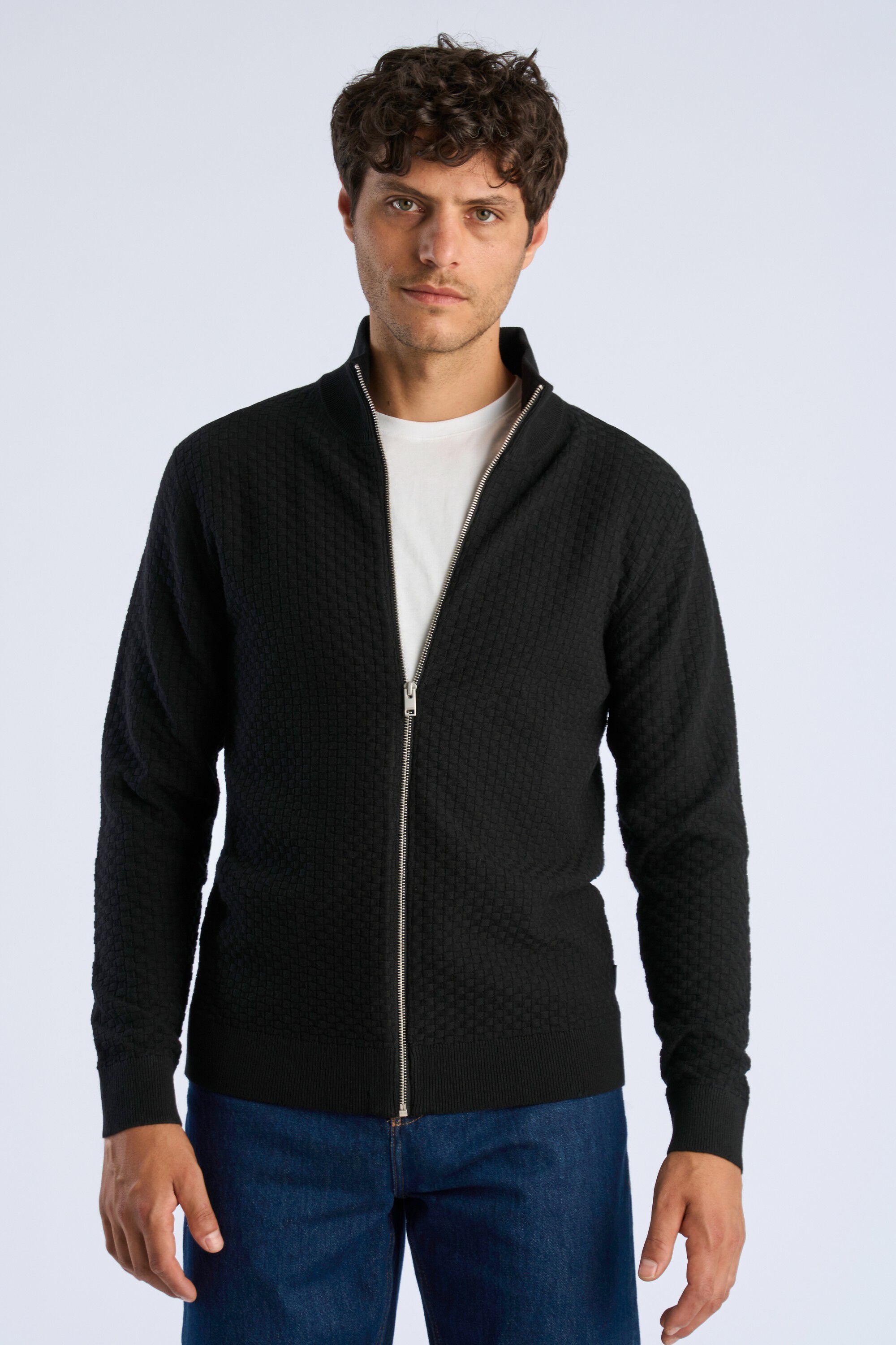 Knitted zip cardigan