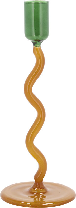 Ljusstake Styles 8,5 x 19,6 cm Grön/Amber Glas