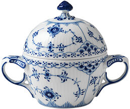 Blue Fluted Half Lace sockersk&aring;l med lock 20 cl