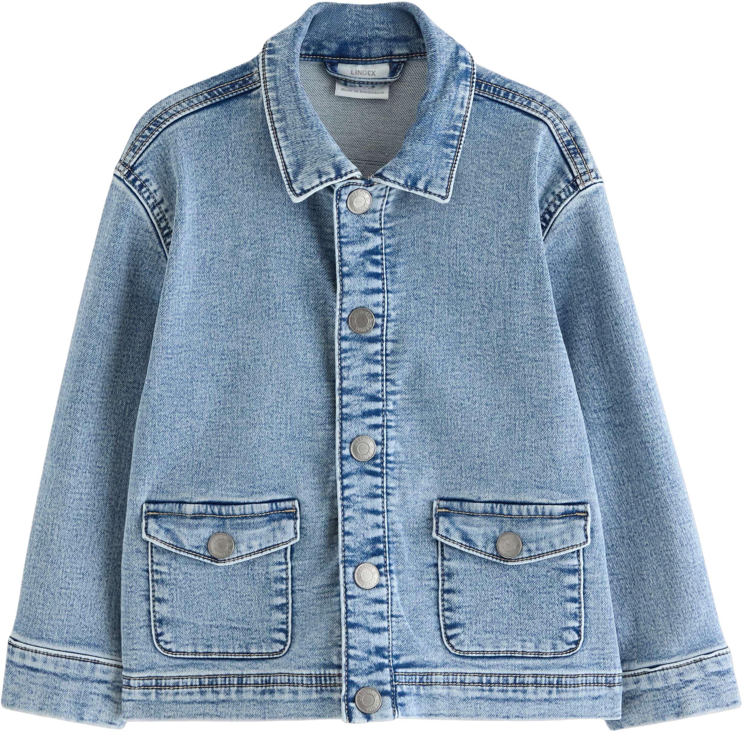 Jakke i denimjersey med avslappet p