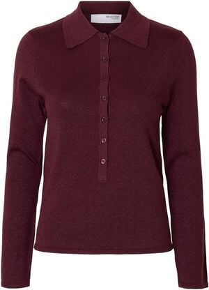 SLFLURA LS SLIM KNIT COLLAR NECK