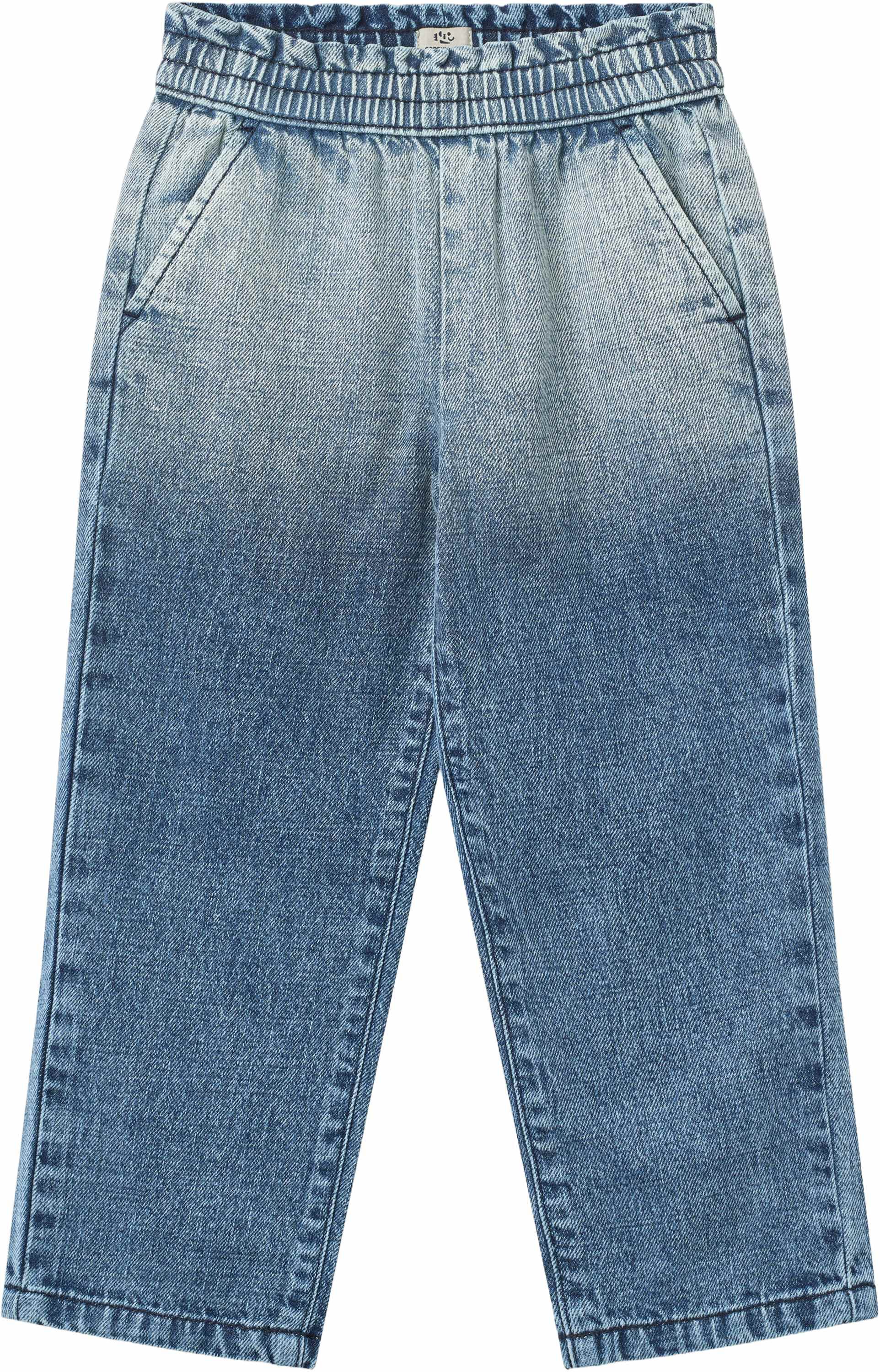 FRILL DENIM PANTS W. BOW