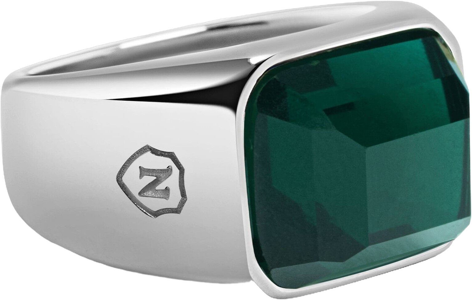 Green Zircon Signet Ring in Silver