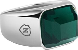 Green Zircon Signet Ring in Silver