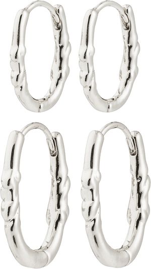 SENSE hoop øreringe, 2-i-ét sæt, sølvbelagt