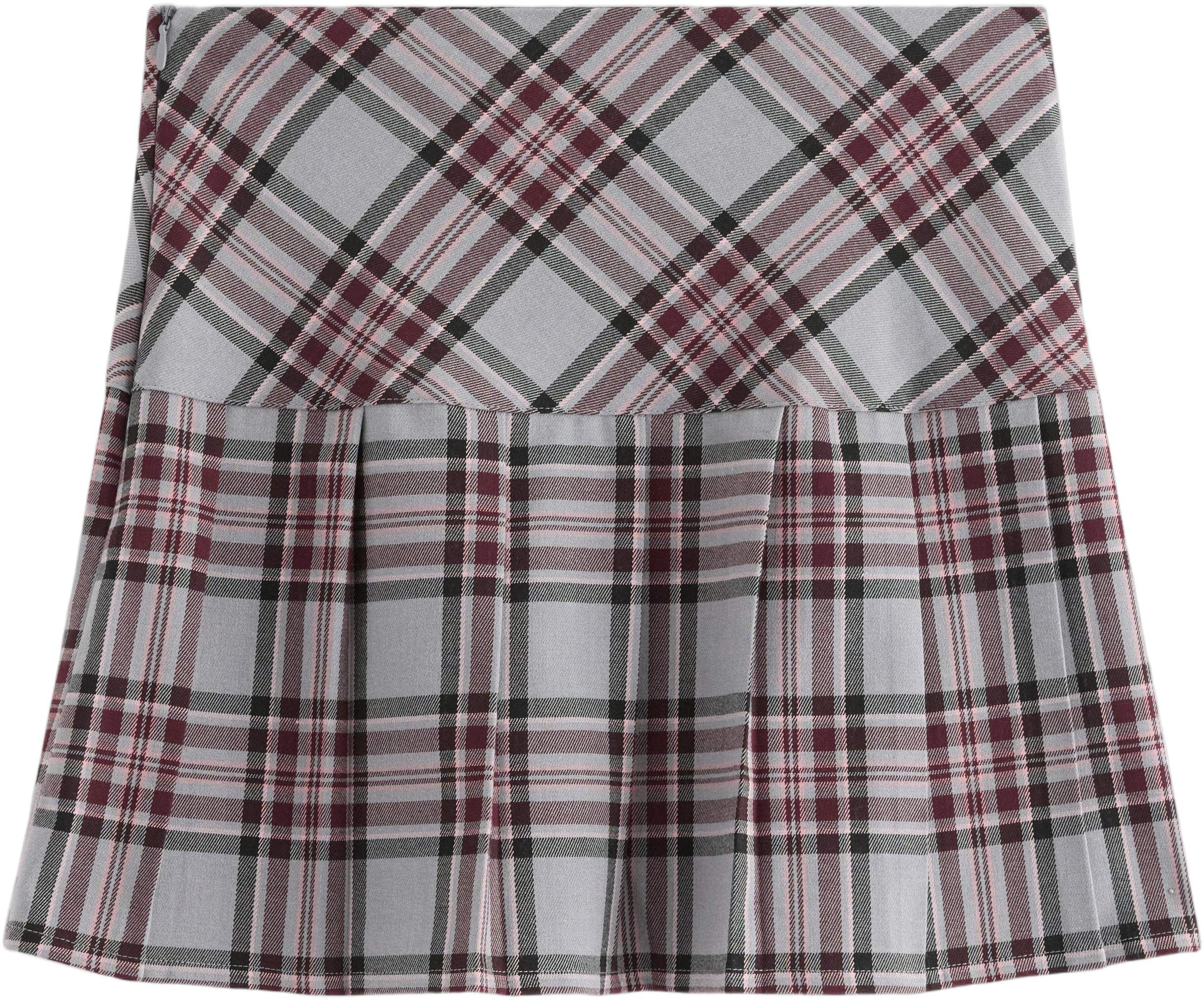 Skirt pleated with check and b