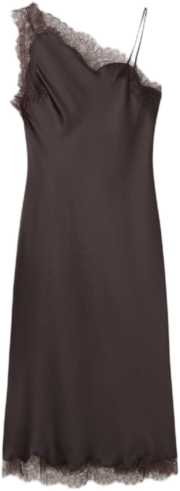 Asymmetric satin lace dress