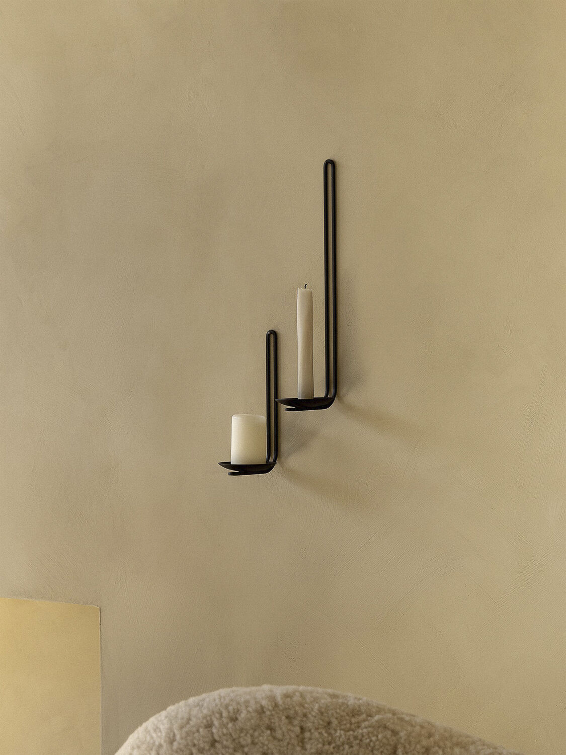 Clip Candle Holder H34, Wall, Brass