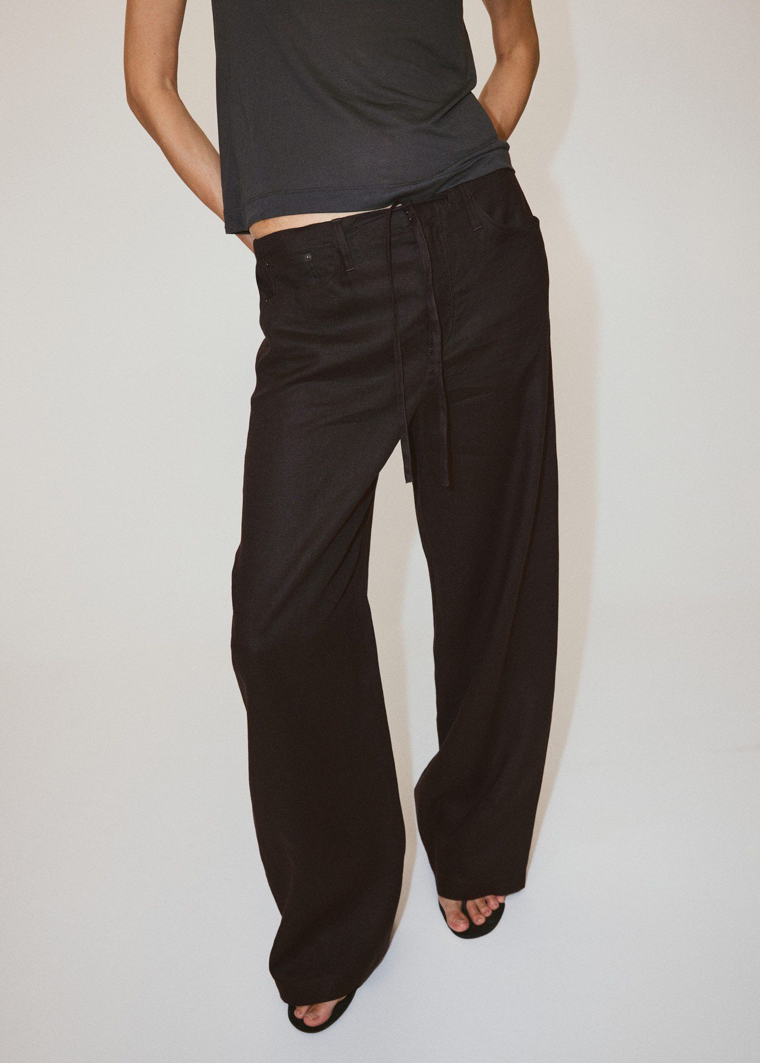 Bow linen trousers