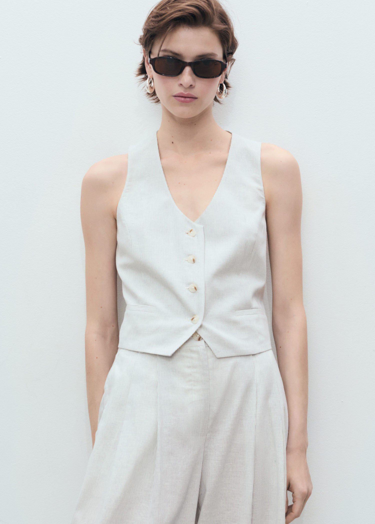 Linen-blend suit waistcoat