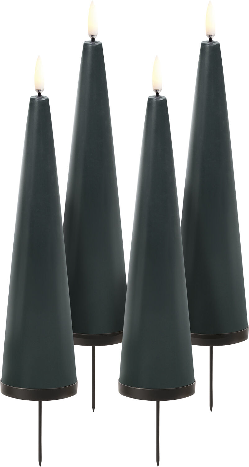 Giftbox w. spike, remote, LED cone candle, Pine green, Smoot