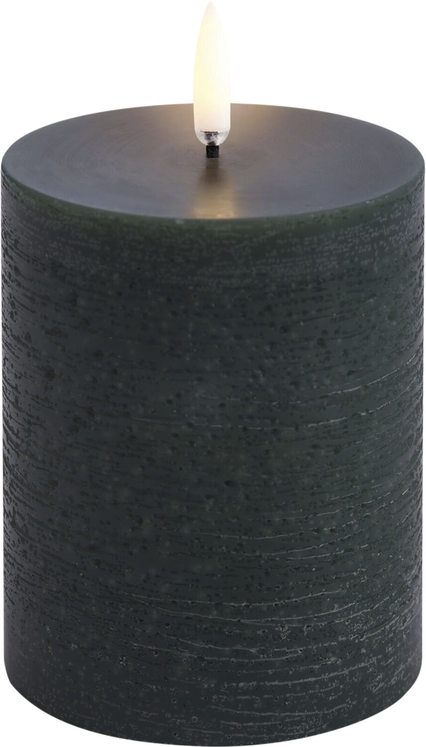 LED pillar candle, Pine green, Rustic, 7,8 x 10,1 cm (4/24)