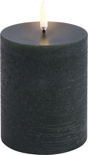 LED pillar candle, Pine green, Rustic, 7,8 x 10,1 cm (4/24)