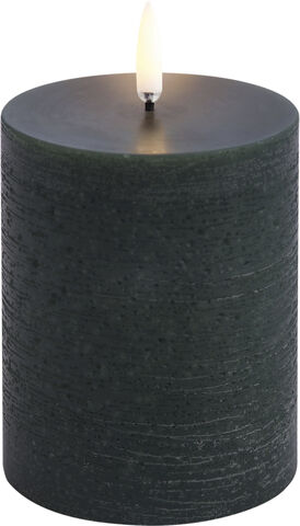 LED pillar candle, Pine green, Rustic, 7,8 x 10,1 cm (4/24)
