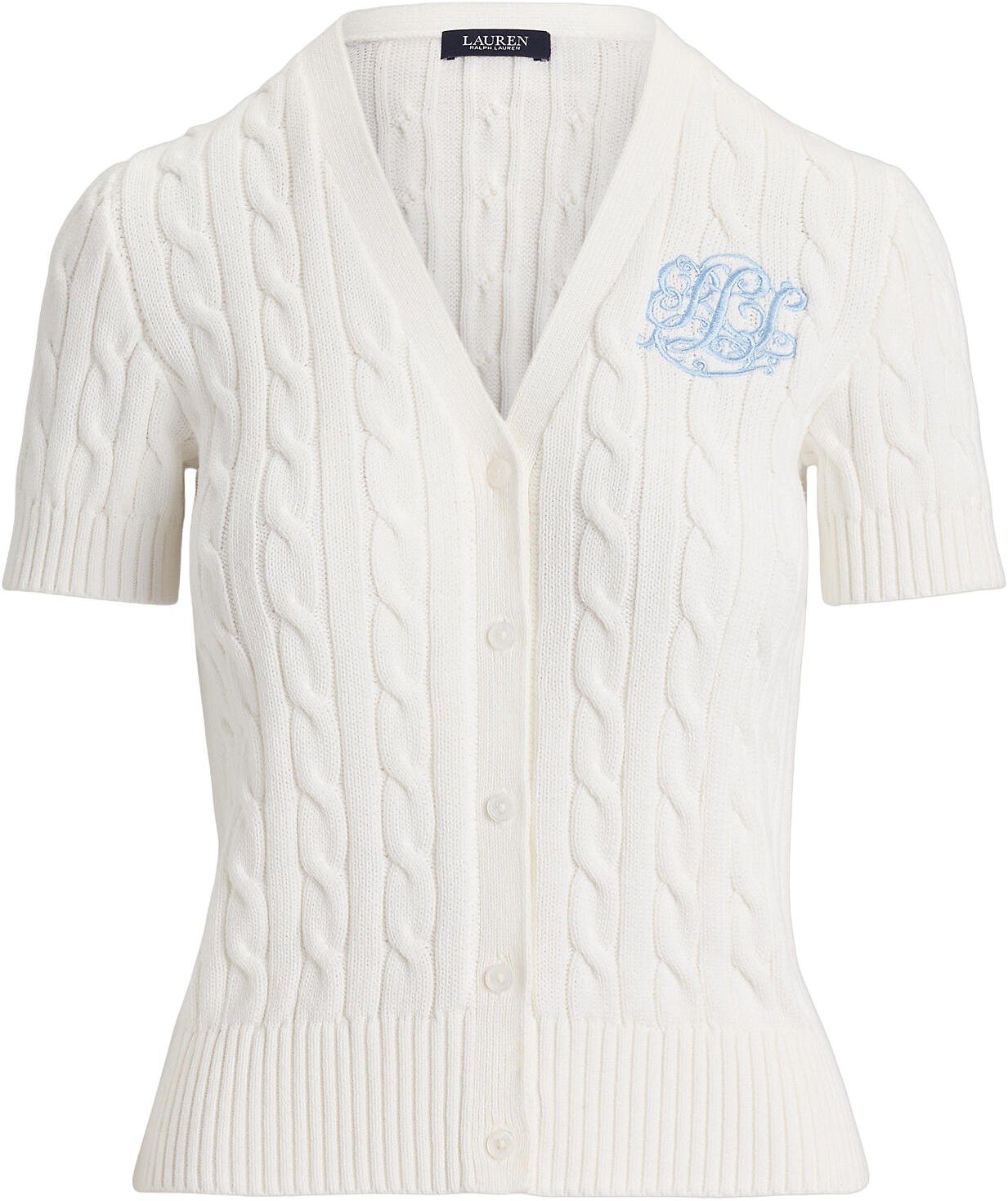Cable-Knit Cotton Short-Sleeve Cardigan