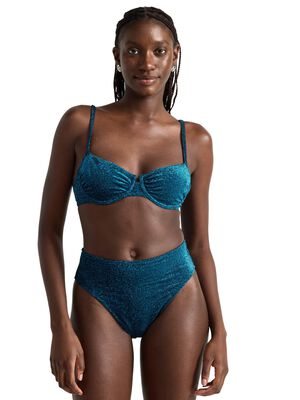 Højtaljet bikiniunderdel med lurex