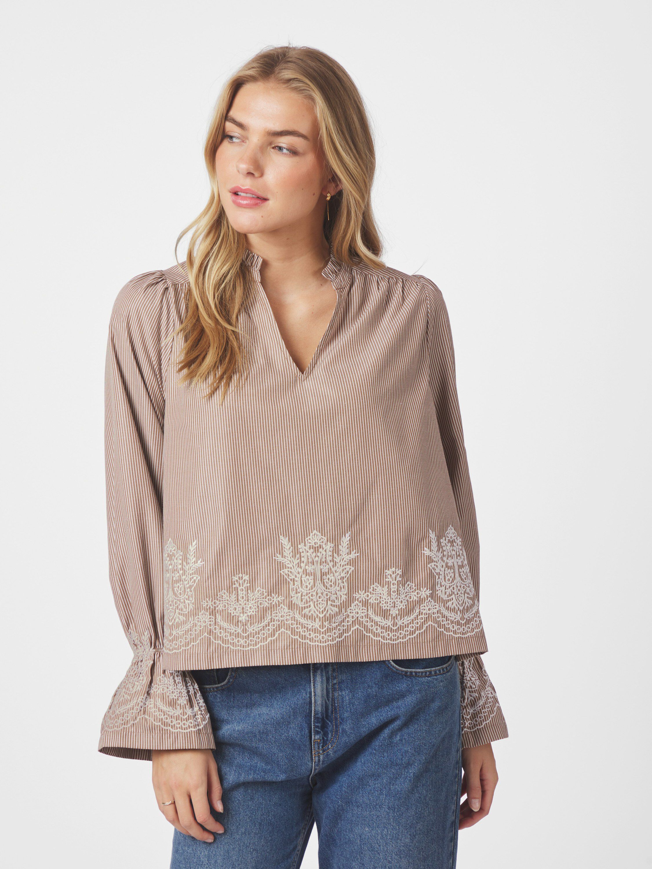 Amara Striped Emb Blouse