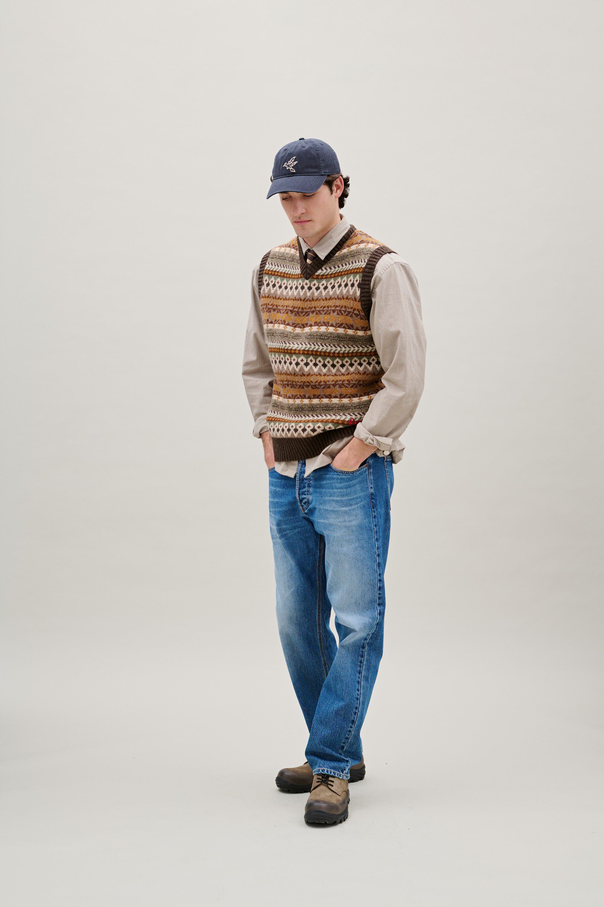 BIRD WASHED HERRINGBONE CAP