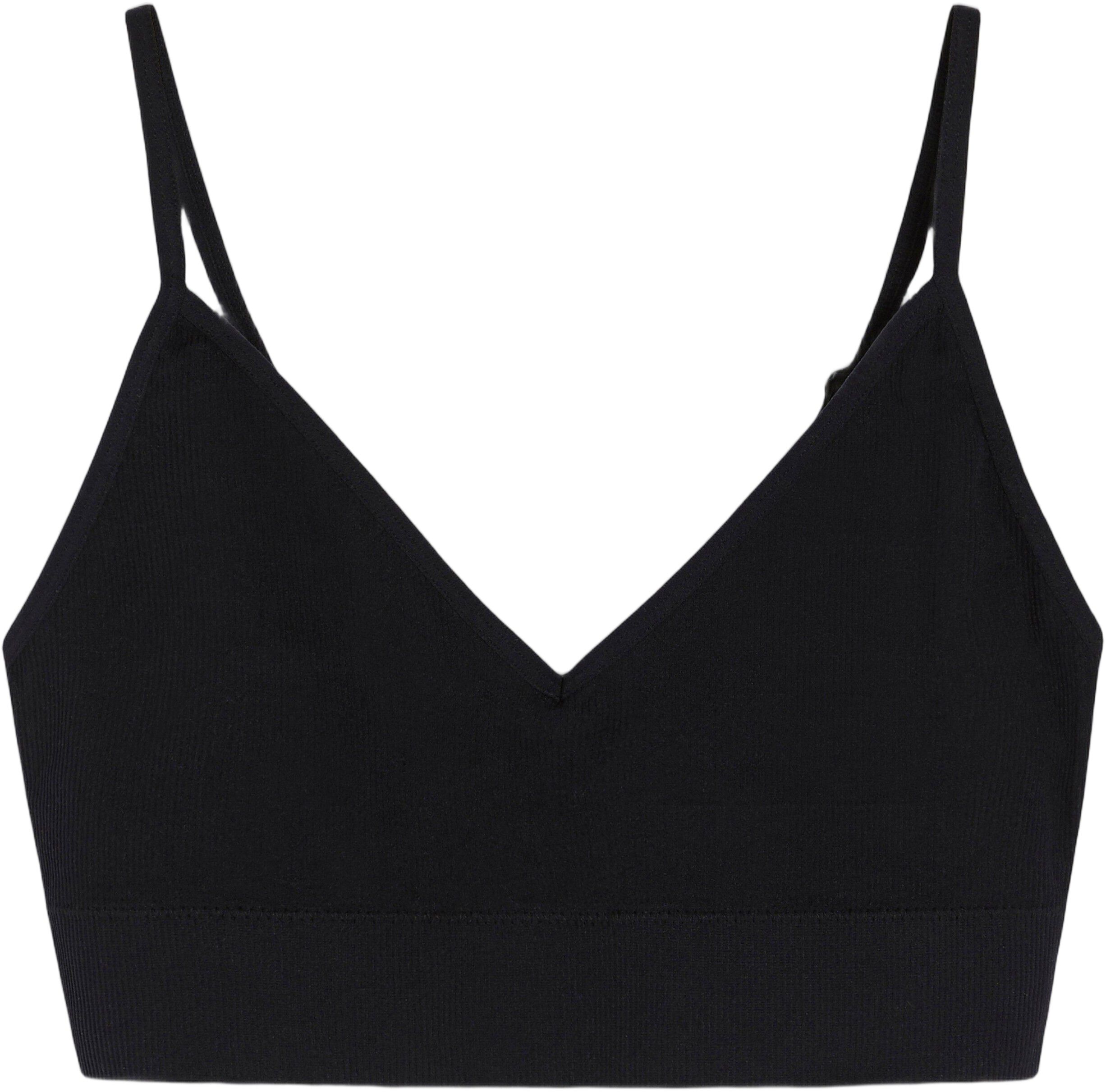 Mjuk ribbad bh utan s&ouml;mmar med v-ringning