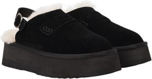 SIPLE - SUEDE MULES WITH HEEL STRAP AND SHEARLING