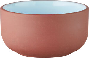 BOWL, MEDIUM, 2 PCS, CLAY TERRACOTTA, GLAZE LIGHT BLUE, 1256