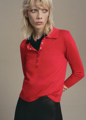 Long-sleeved polo-neck sweater