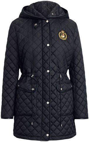 Crest-Patch Diamond-Quilted Anorak