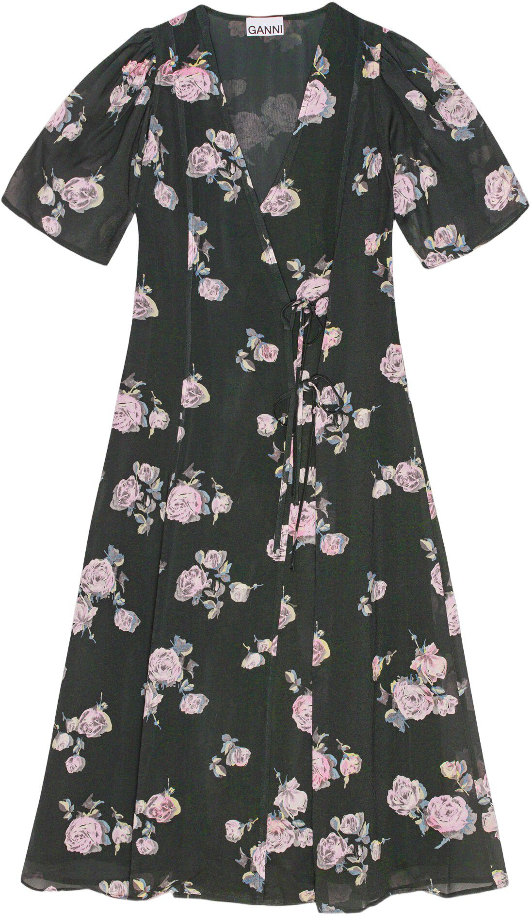 Fluid Crepe Wrap Midi Dress