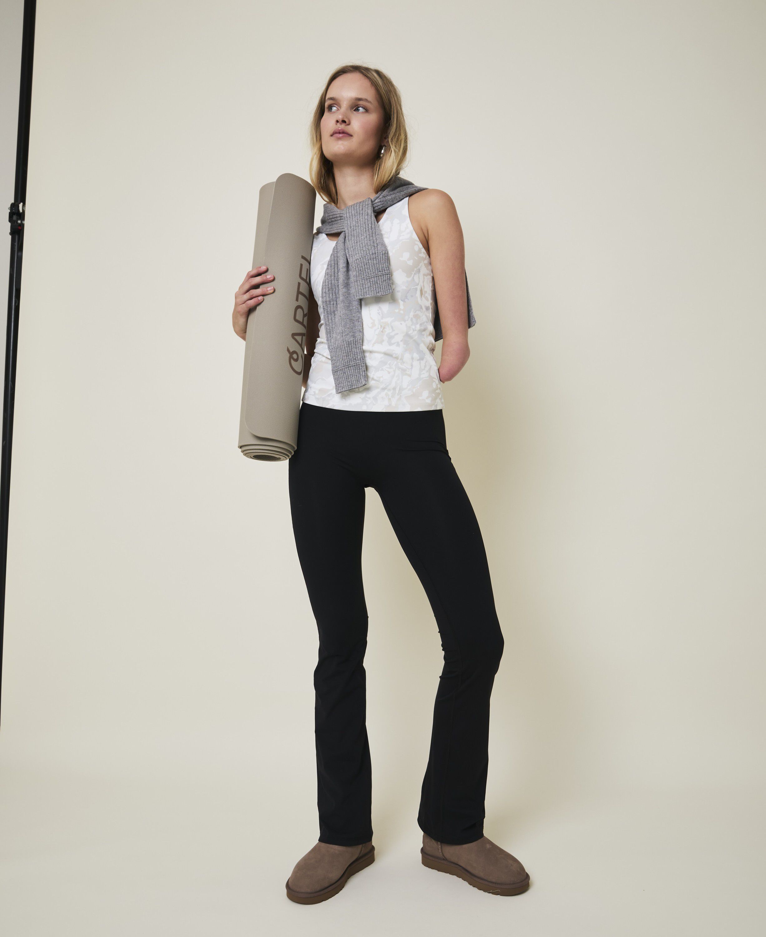 Art h&oslash;jtaljet flared leggings - Nero