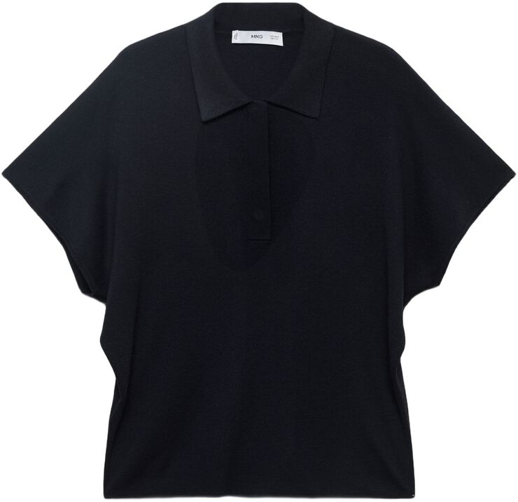 Short-sleeved polo-neck sweater