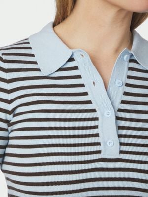 Fannya LS Striped Knit Polo