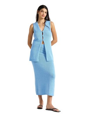 Mykt, strikket midiskj&oslash;rt med behag