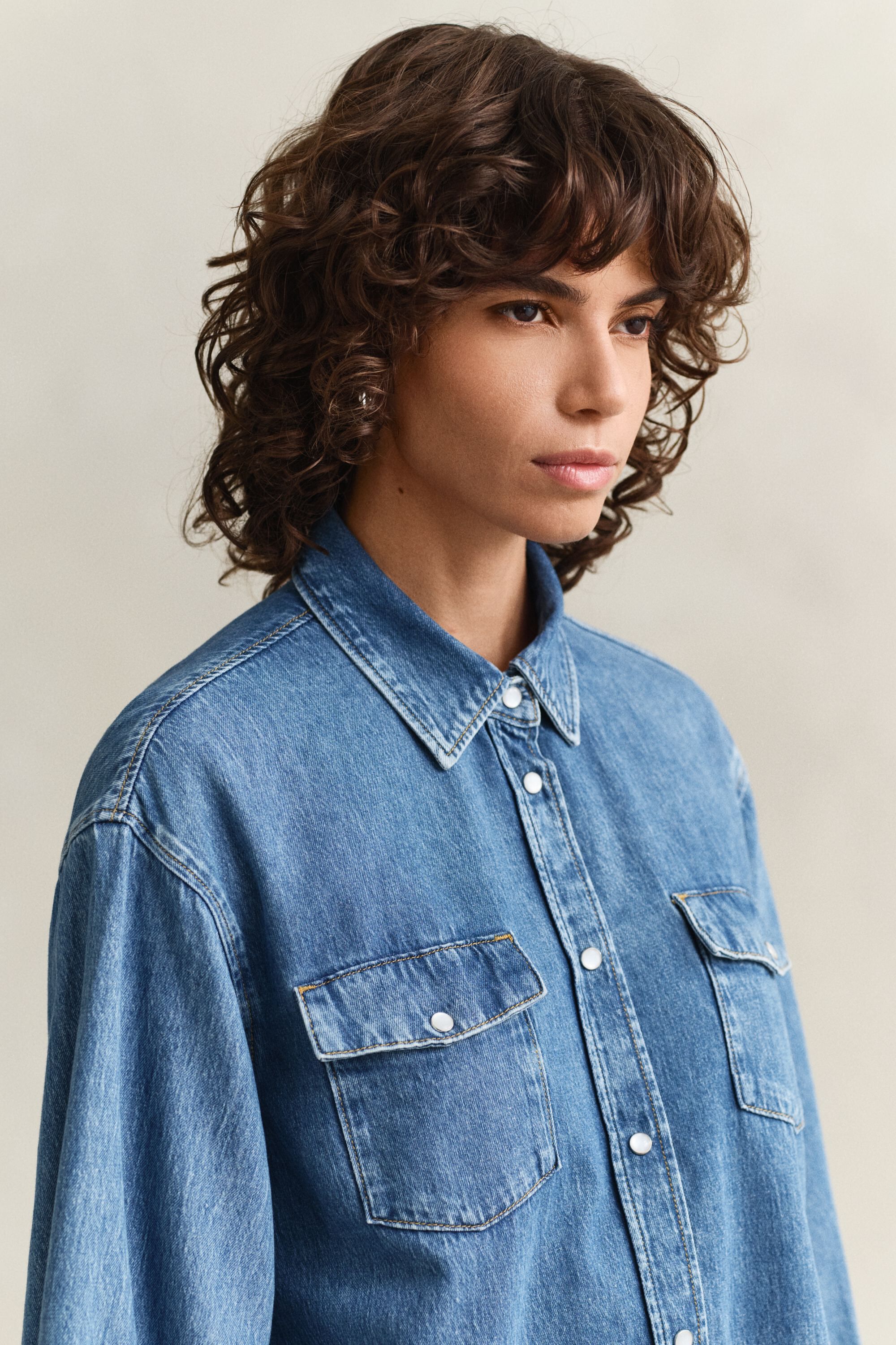 DENIM VOLUME SLEEVE SHIRT