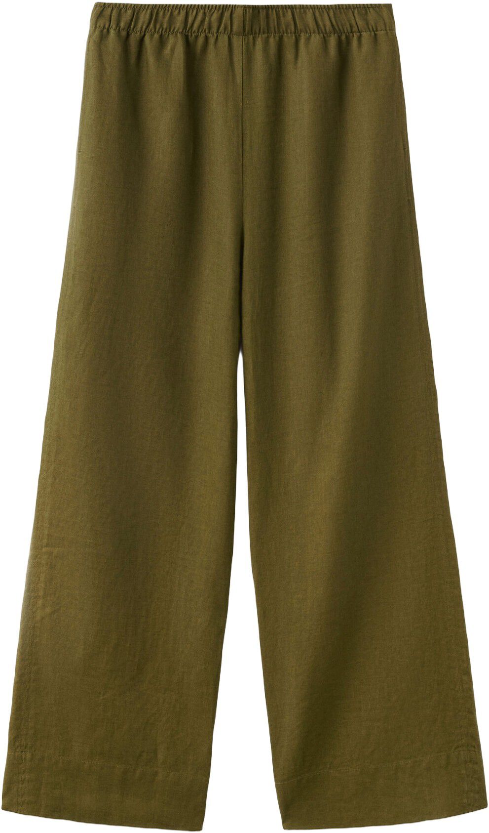 Straight linen-blend trousers