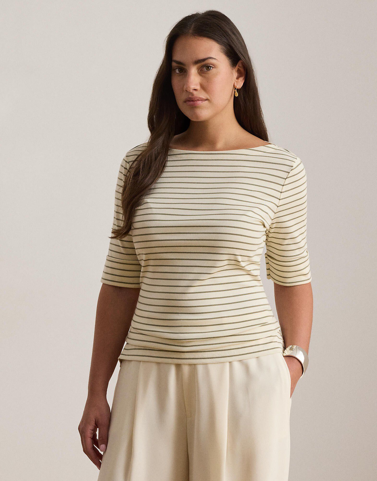 REFINED STR 1X1 RIB-KNT-T-SHIRT