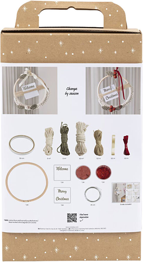 DIY Kit Macramé, Julekrans, mos grøn