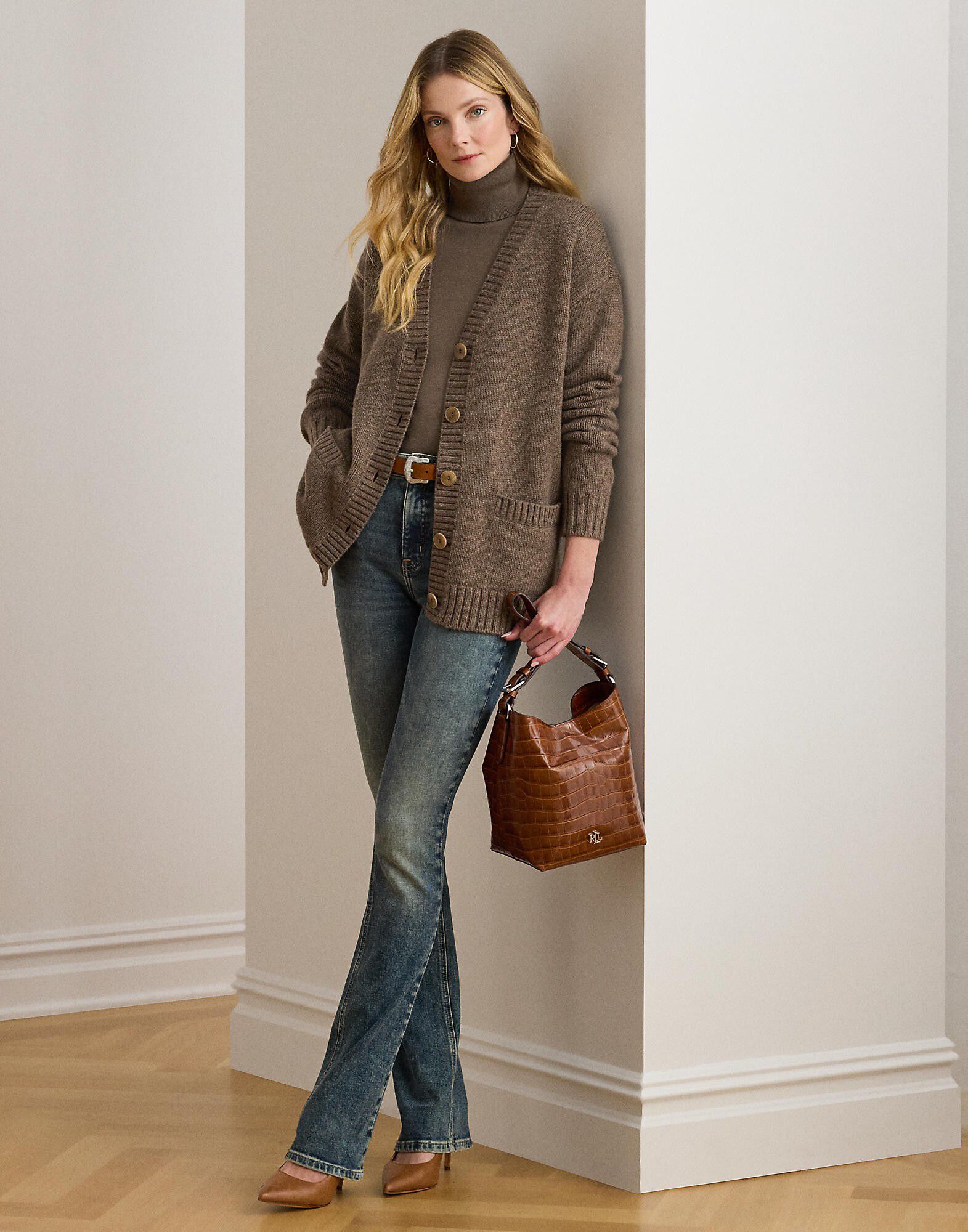 Wool-Blend V-Neck Cardigan