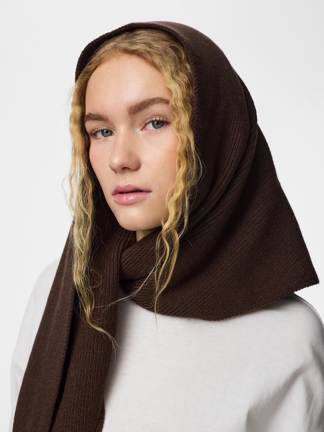 PCKOMMA RIB BIG TRIANGLE SCARF NOOS