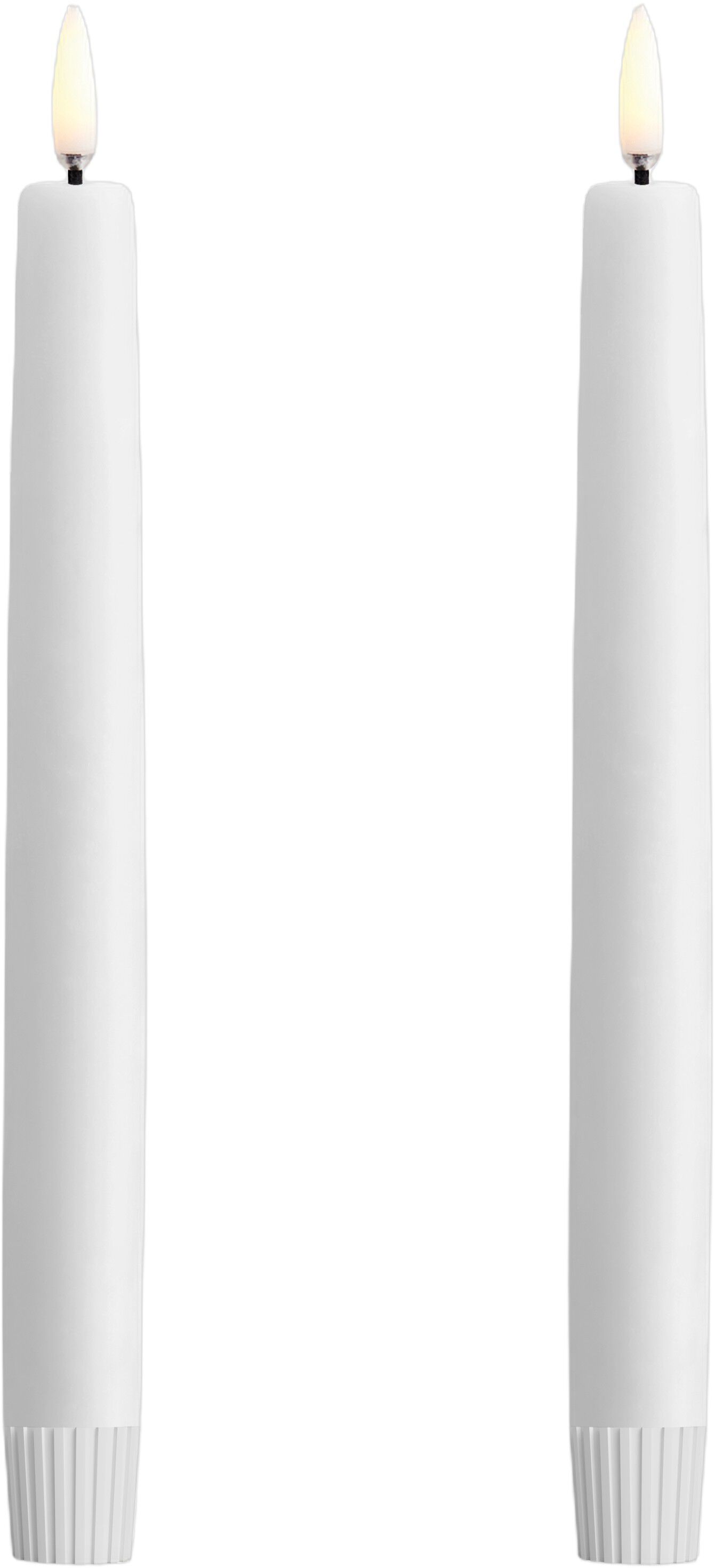 LED taper candle, Nordic white, Smooth, 2-pack, 2,3x20 cm