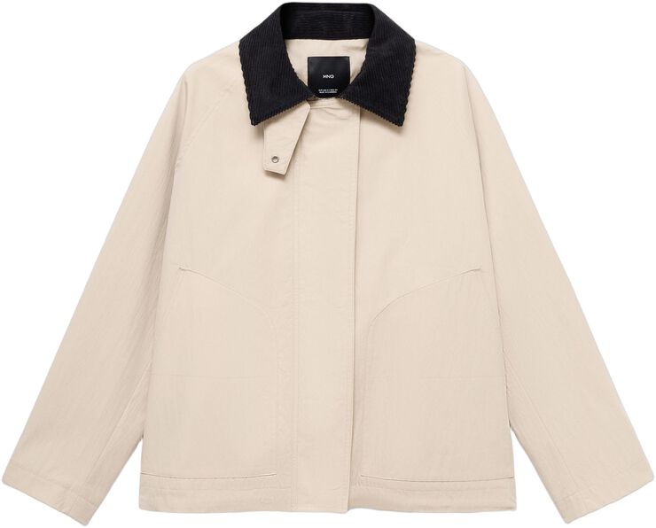 Cotton jacket with corduroy collar