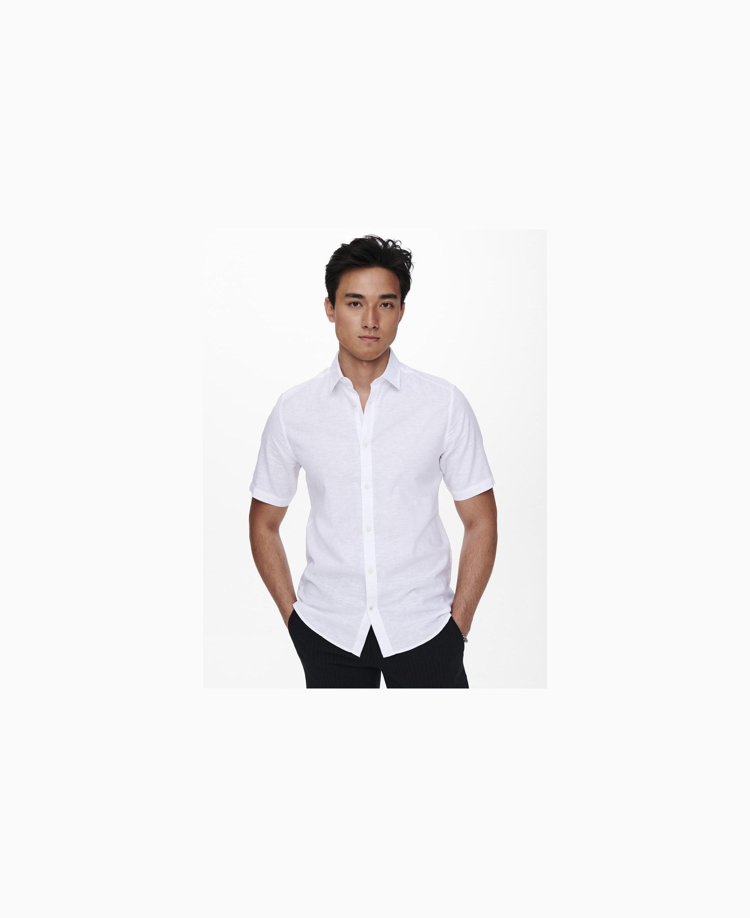 ONSCAIDEN LIFE SS SOLID LINEN SHIRT