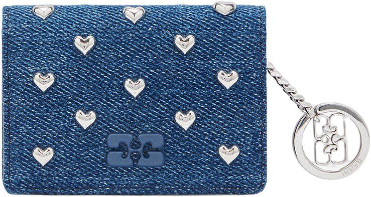 Card Holder With Flap Heart Studs