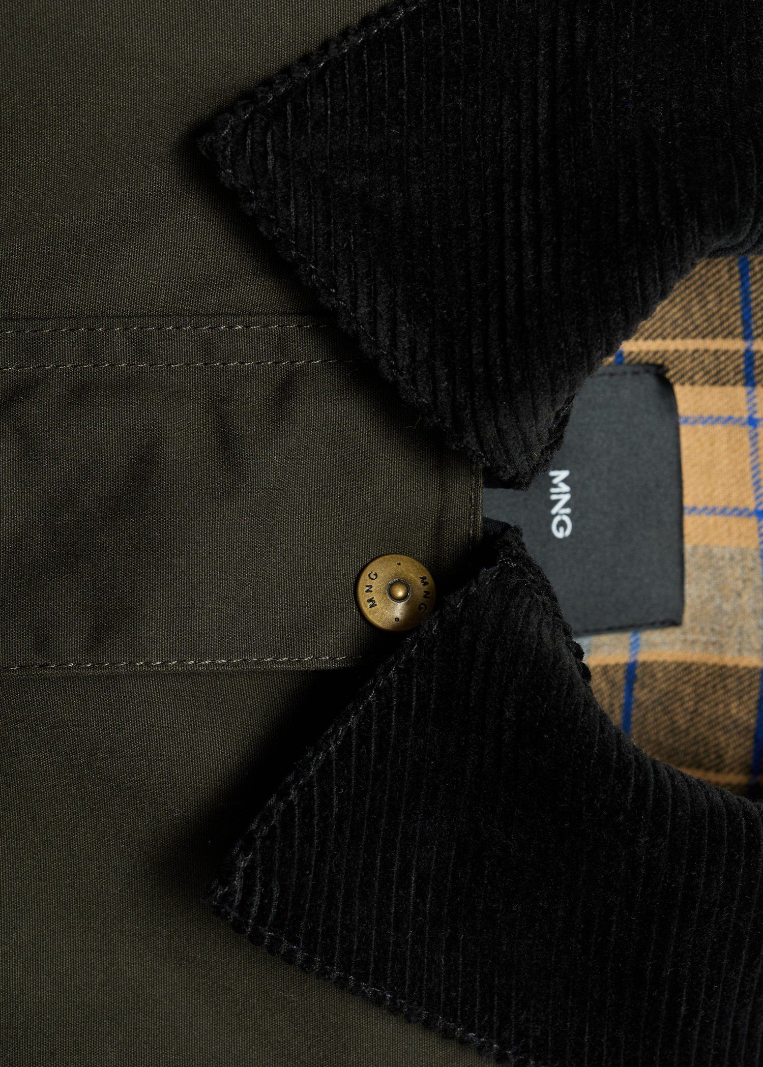 Cotton parka with corduroy collar