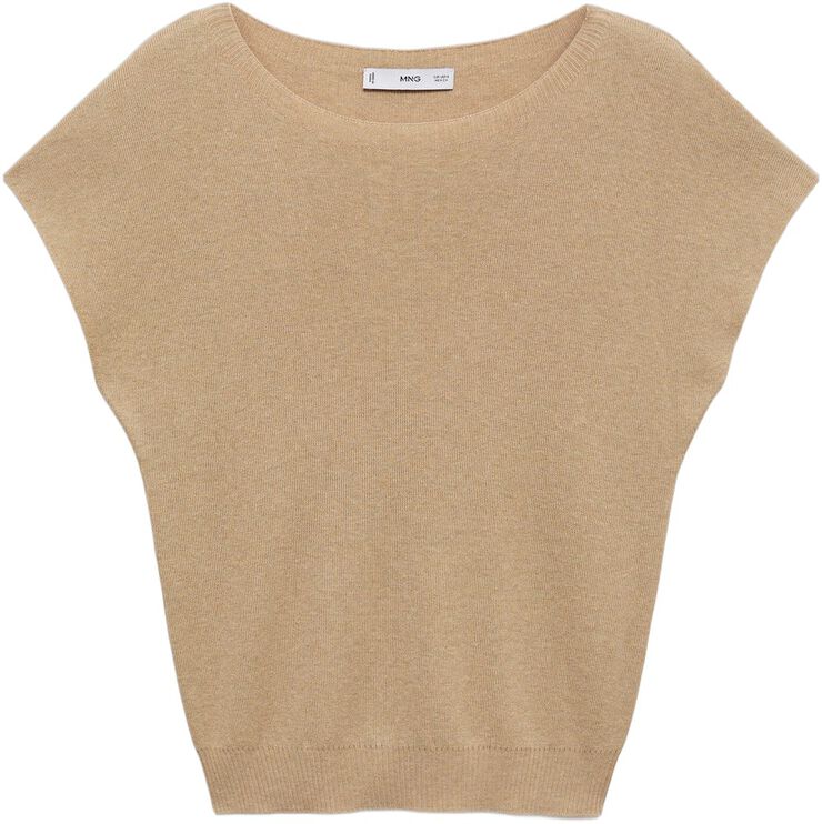 Short-sleeved fine-knit sweater