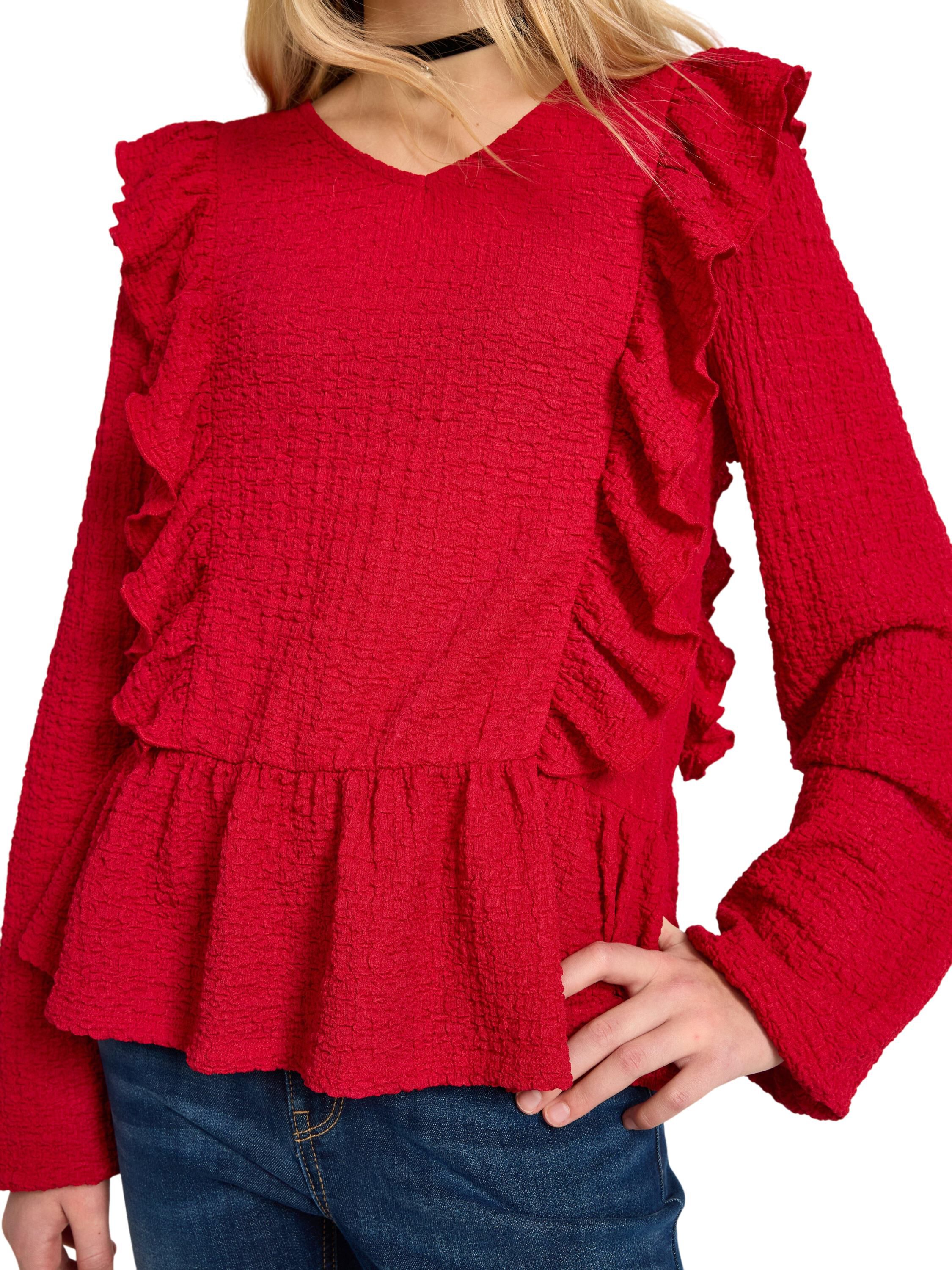 Top i jersey med tekstur, samt lang