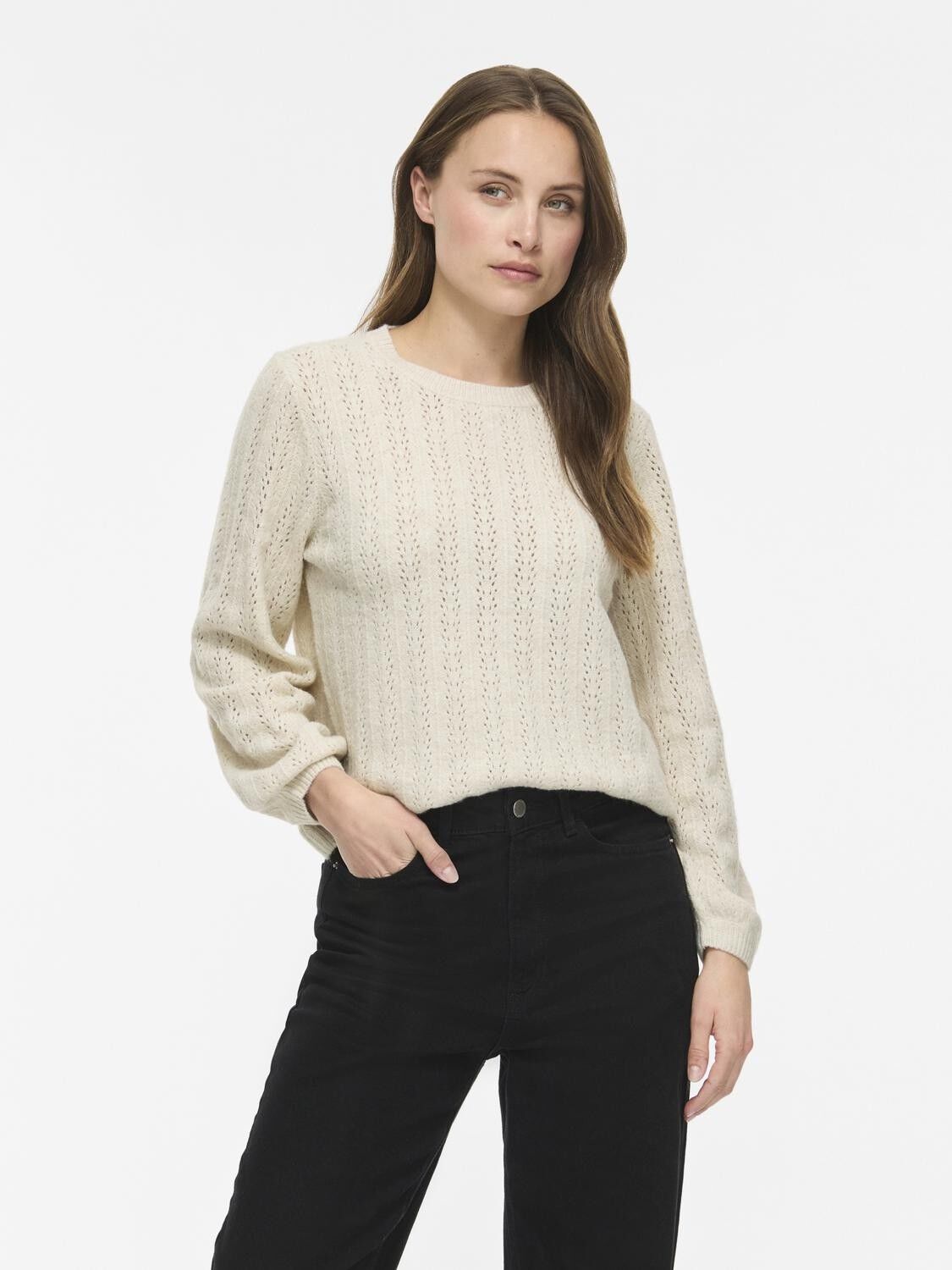 VILIGA POINTELLE L/S O-NECK TOP -NO