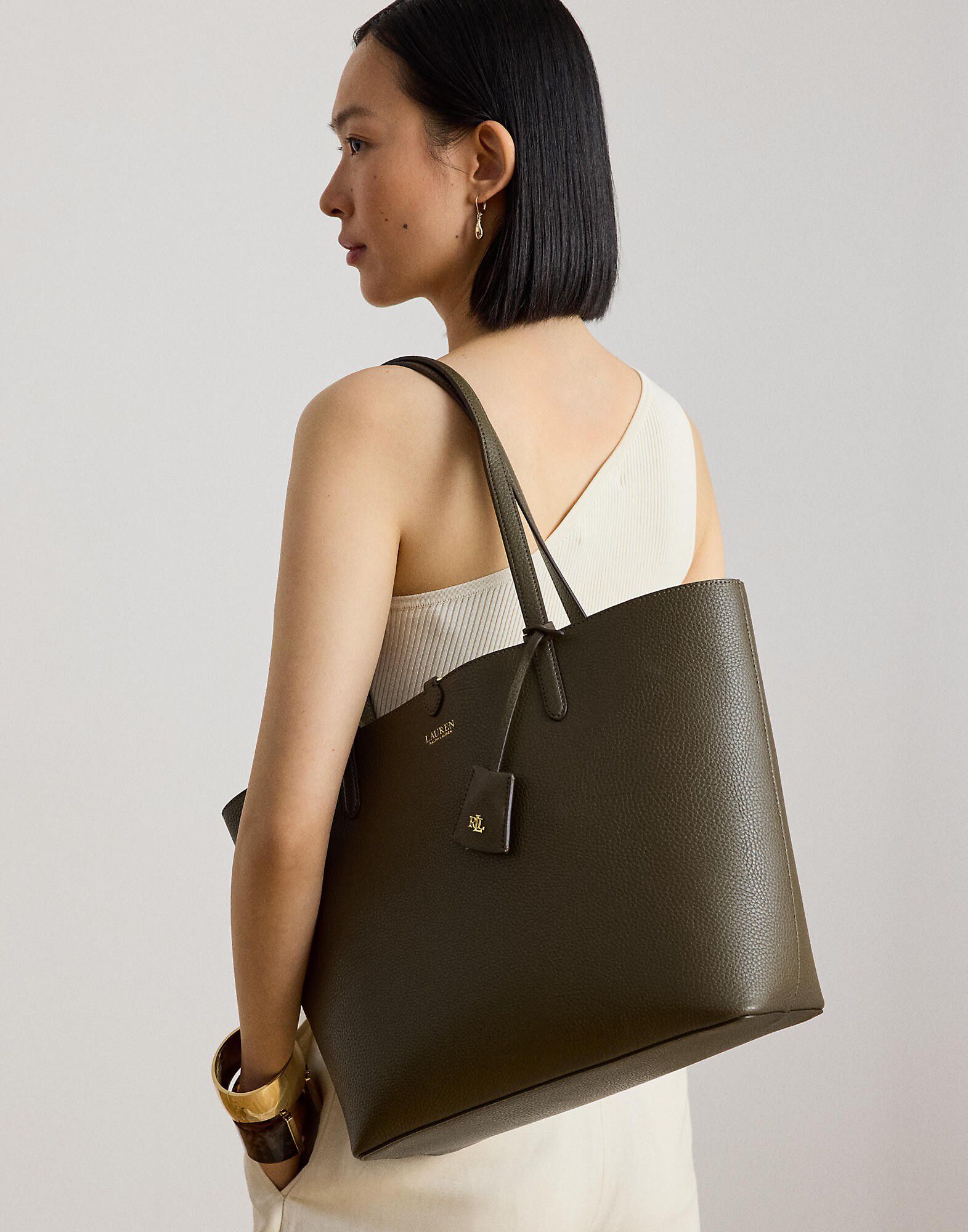 Faux-Leather Large Reversible Tote Bag