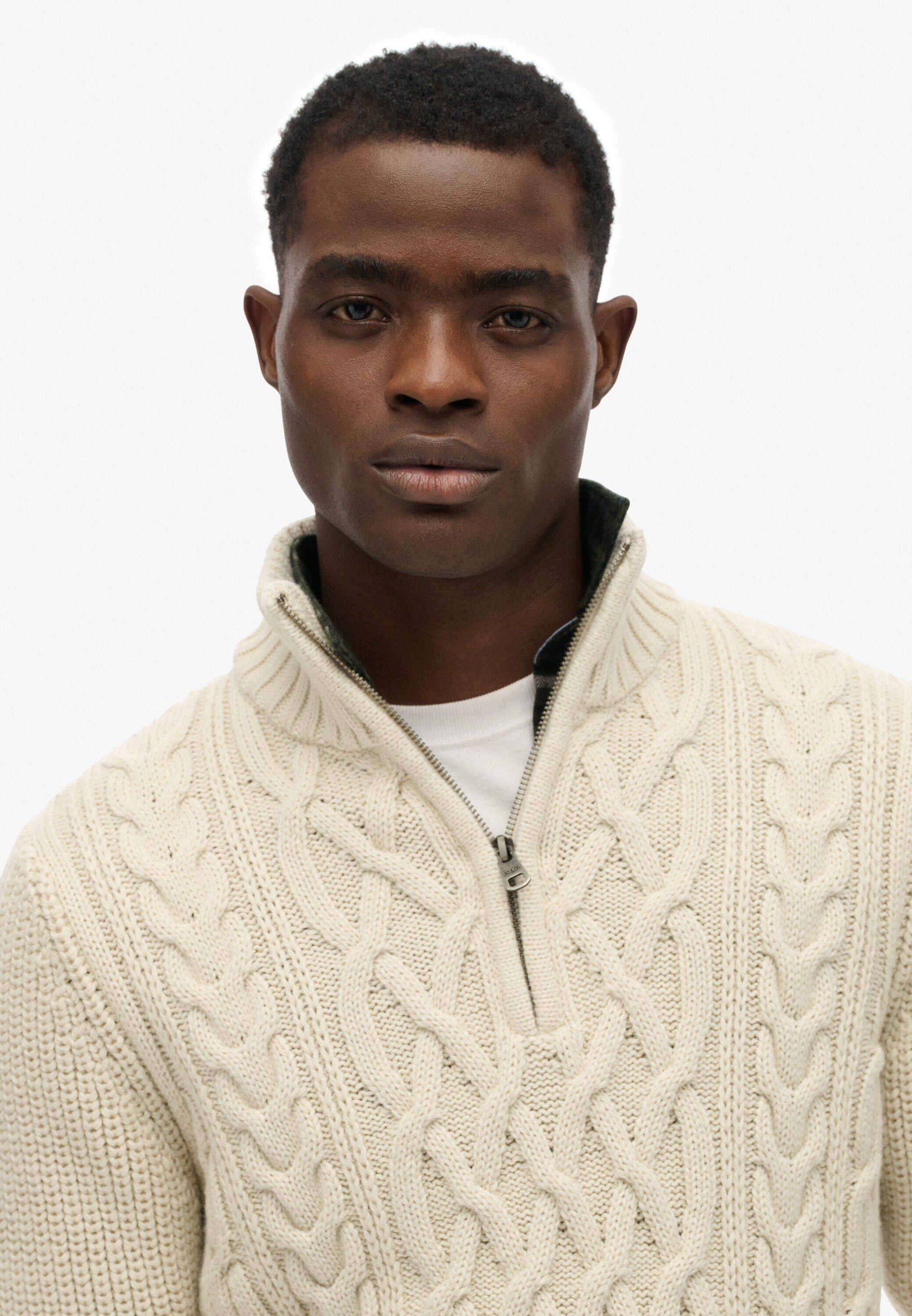 JACOB CABLE KNIT HALF ZIP