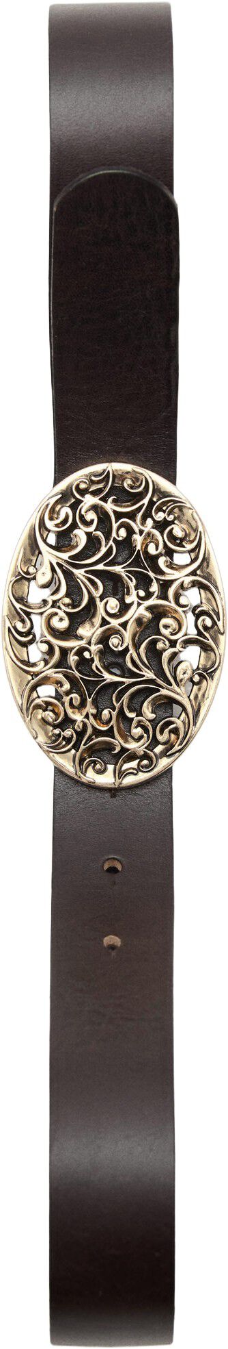 Engraved buckle leather belt