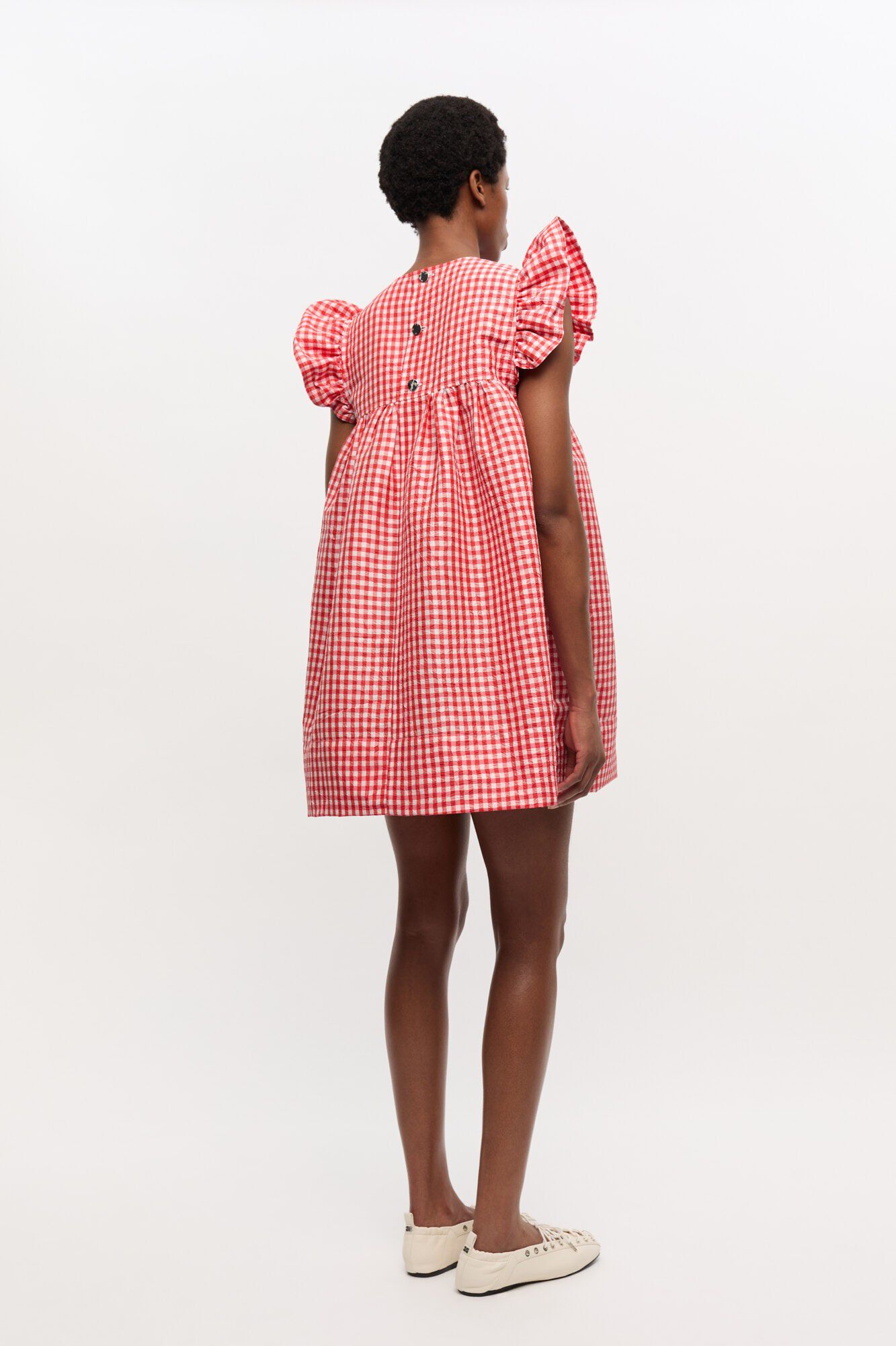 Crinkled Taffeta Check Frill Mini D